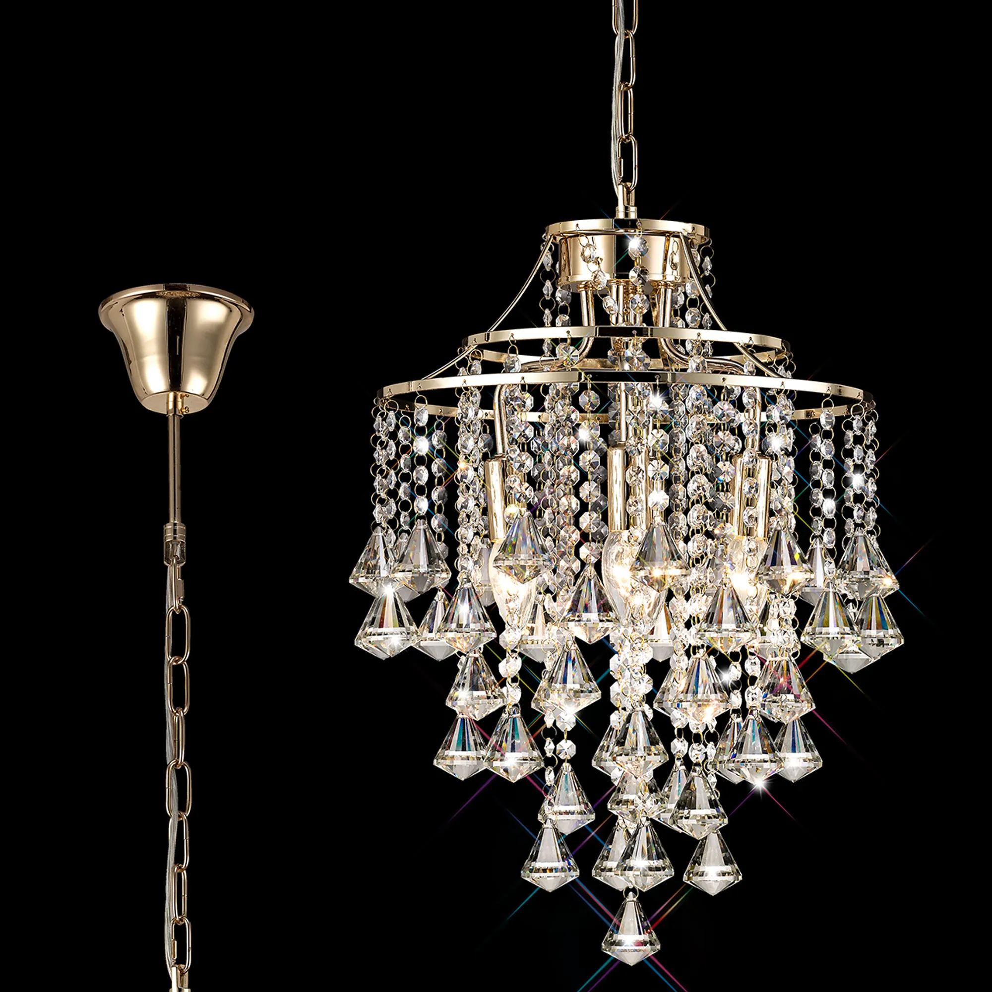 IL32771  Inina Crystal Pendant 4 Light French Gold